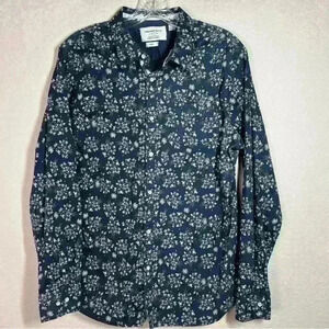 Denim & Cloth Navy Blue Floral Stretch Long Sleeves Button Down Shirt L
